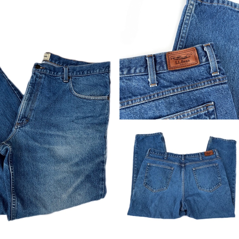 L.L. Bean Classic Fit Relaxed Straight Leg Mid Wash Blue Jeans 100% Cotton 40x29